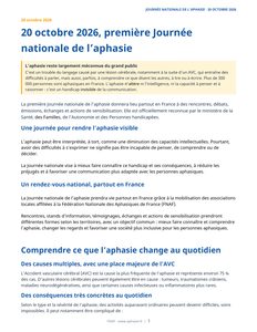 20 octobre 2026, première journée nationale de l&rsquo;aphasie