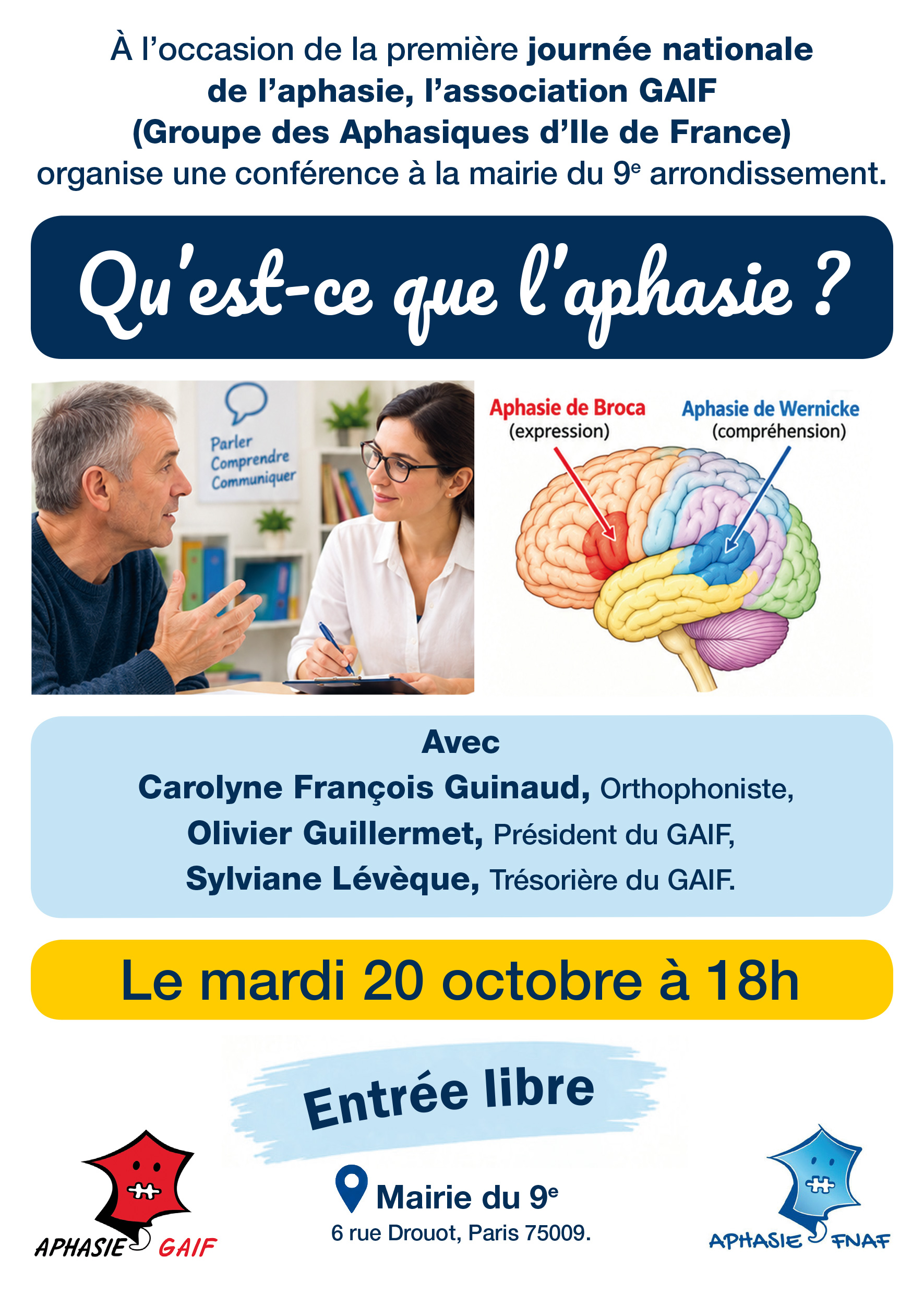 A l’occasion de la première journée nationale, l’association GAIF (organise une conférence à la mairie du 9e arrondissements, le 20 oct. à 18h.